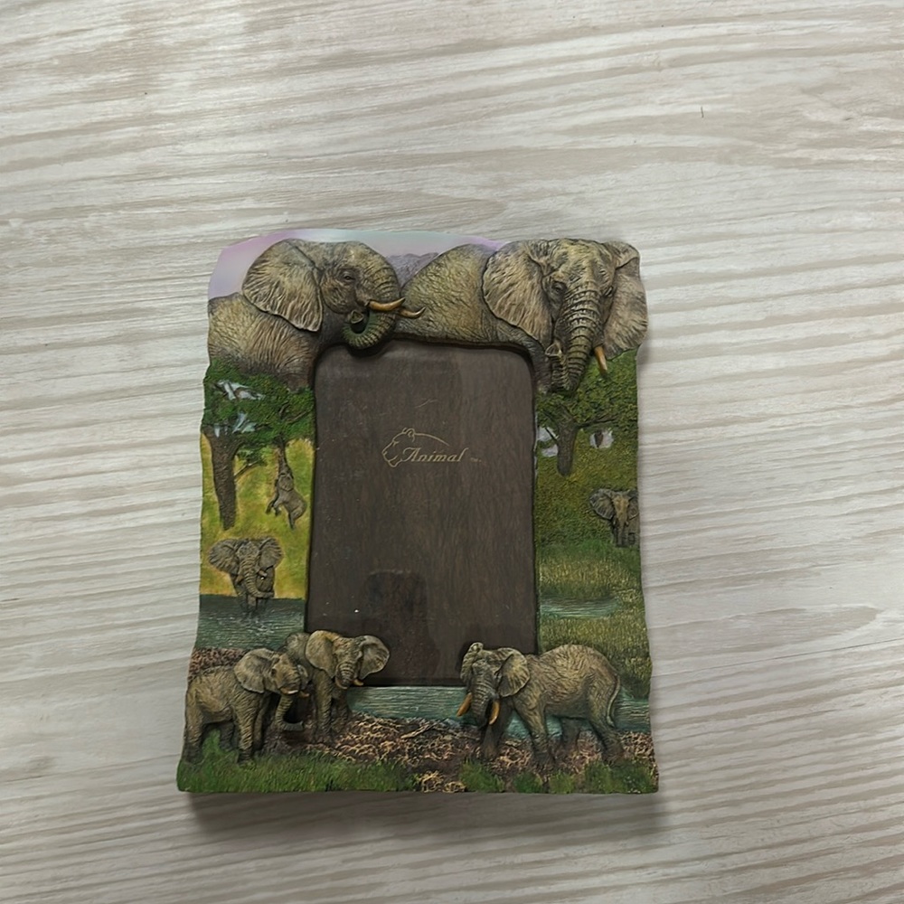 Elephant picture frame (vertical) fits 4x6 picture . Total frame is 7x9